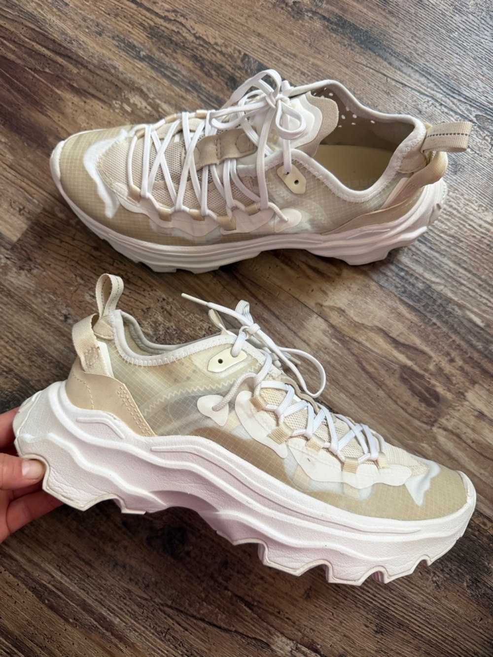 Women's Sorel Kinetic Breakthru Tech Lace Shoes White Chalk Size 9.5